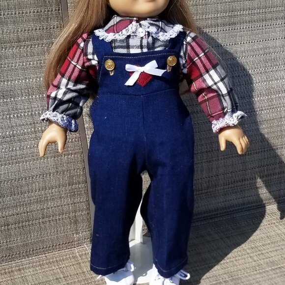 Hand Crafted AG Bib Overalls and Flannel Blouse - Picture 1 of 5
